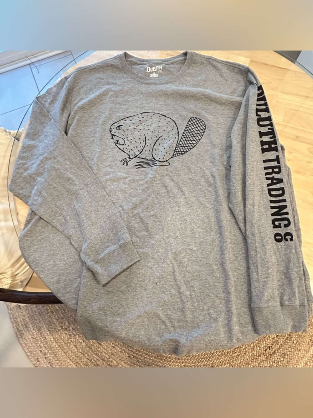 Duluth Trading Co Angry Beaver Grey Heather Crewneck XL Long Sleeve Tee